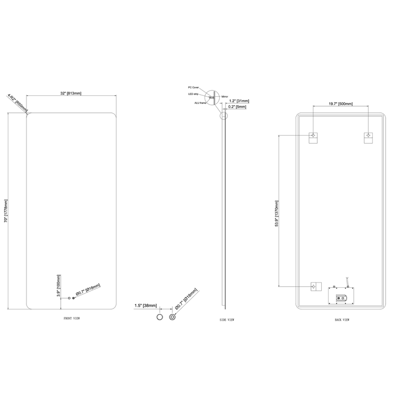 Cassiopeia Rounded Corners Illuminated Vanity Mirror