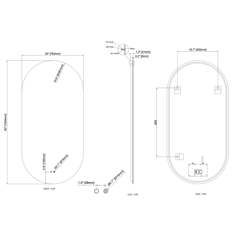 Cassiopeia Pill Illuminated Vanity Mirror