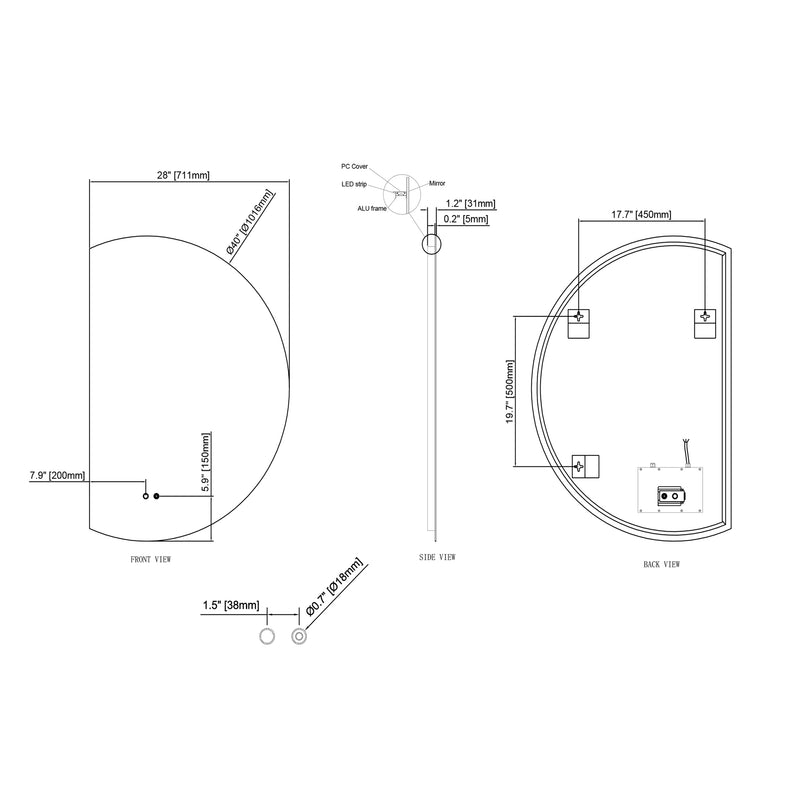 Cassiopeia Half Round Illuminated Vanity Mirror