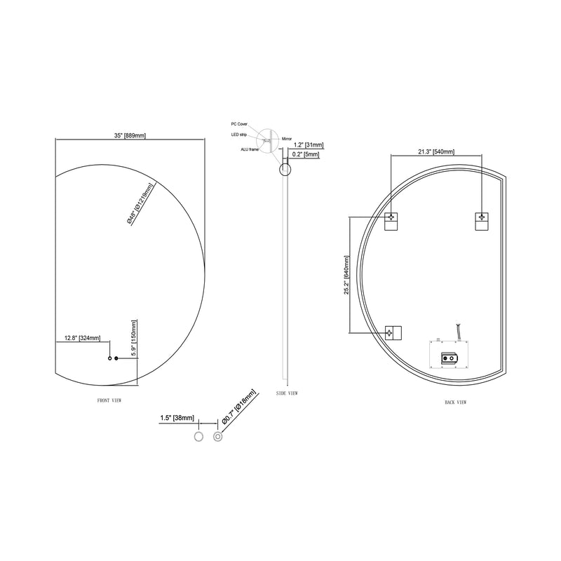 Cassiopeia Half Round Illuminated Vanity Mirror