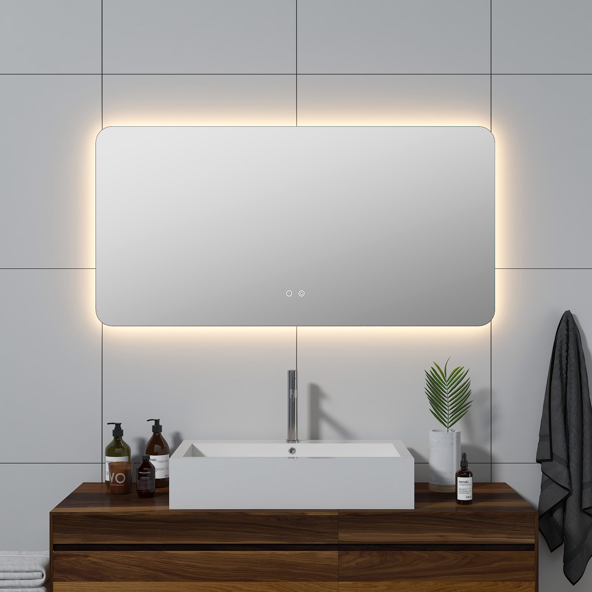 Cassiopeia Rounded Corners Illuminated Vanity Mirror | Modern Mirrors
