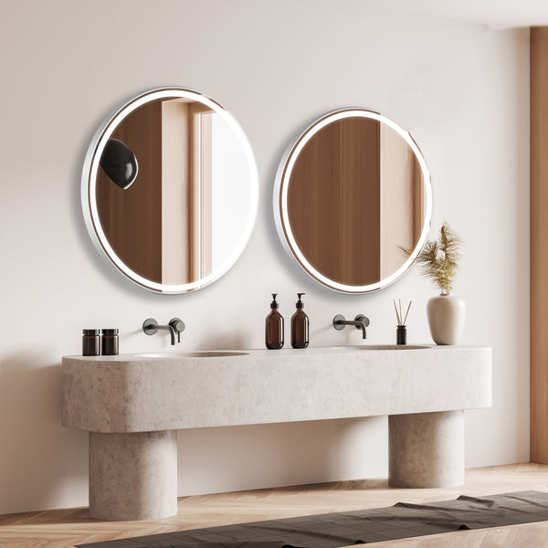 Sola Round Lighted Bathroom Vanity Mirror