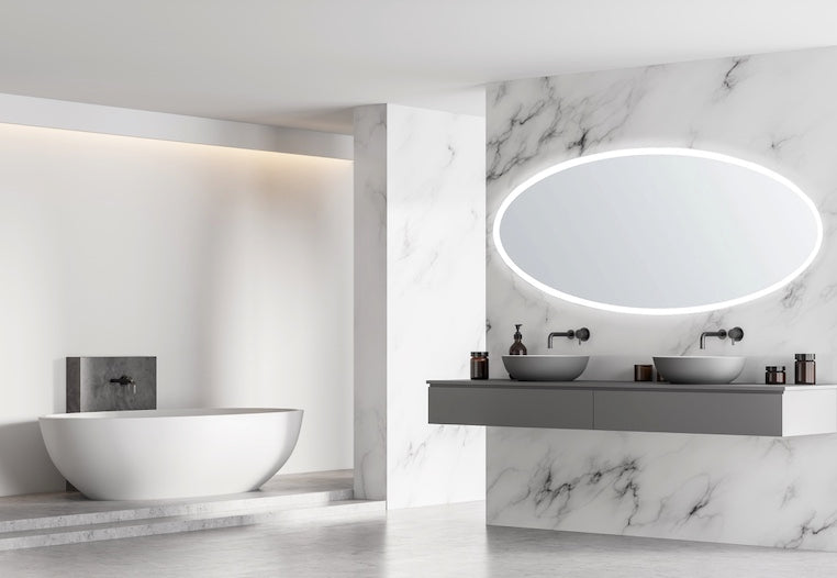 Aurora Oval Lighted Bathroom Vanity Mirror