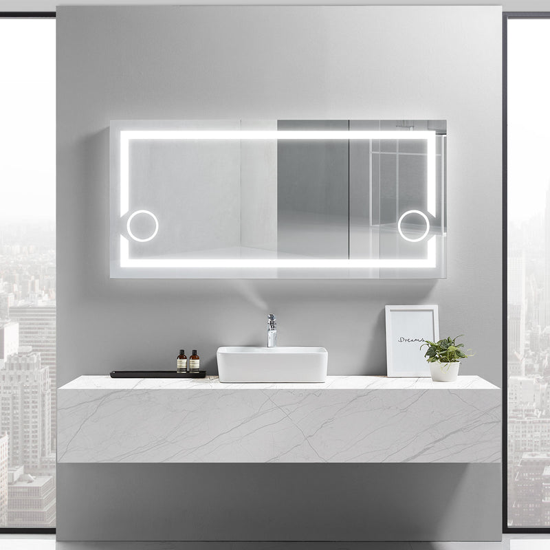 Gemini Rectangular Lighted Bathroom Vanity Mirror | 28 x 60 in | Modern Mirrors
